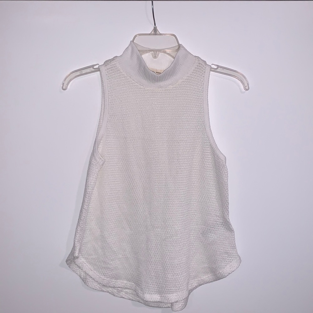 Silence + Noise White Knit Sleeveless Turtleneck